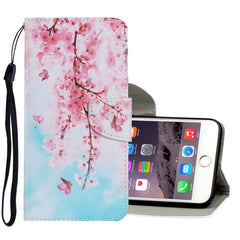 Estuche de cuero PU con tapa horizontal con patrón de dibujo de colores, con soporte, ranuras para tarjetas, billetera y cordón, para iPhone 6 y 6s, para iPhone 6 Plus y 6s Plus