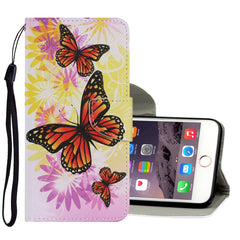 Estuche de cuero PU con tapa horizontal con patrón de dibujo de colores, con soporte, ranuras para tarjetas, billetera y cordón, para iPhone 6 y 6s, para iPhone 6 Plus y 6s Plus