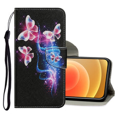 Coloured Drawing Pattern Horizontal Flip PU Leather Case with Holder & Card Slots & Wallet & Lanyard, For iPhone 12 mini, For iPhone 12 / 12 Pro