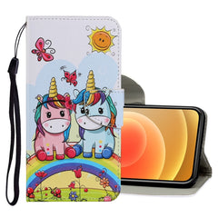 Coloured Drawing Pattern Horizontal Flip PU Leather Case with Holder & Card Slots & Wallet & Lanyard, For iPhone 12 mini, For iPhone 12 / 12 Pro