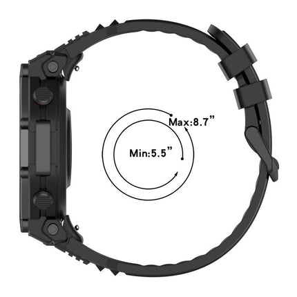 xDfind Solid Color Black Buckle Silicone Watch Band, For Amazfit T-Rex 3 Pro 48mm