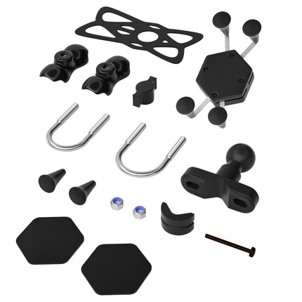 WUPP CS-1133A1 Motorcycle Four-claw X Shape Adjustable Mobile Phone Holder Bracket, Double Tap Buckle Version, CS-1133A1