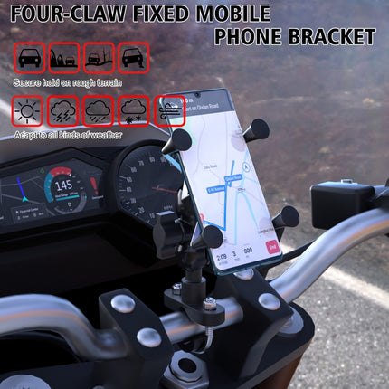 WUPP CS-1133A1 Motorcycle Four-claw X Shape Adjustable Mobile Phone Holder Bracket, Double Tap Buckle Version, CS-1133A1