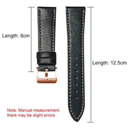 xDfind Flat Head Rose Gold Buckle Black Shark Fine Grain Vegan Leather Watch Band, 18mm, 20mm