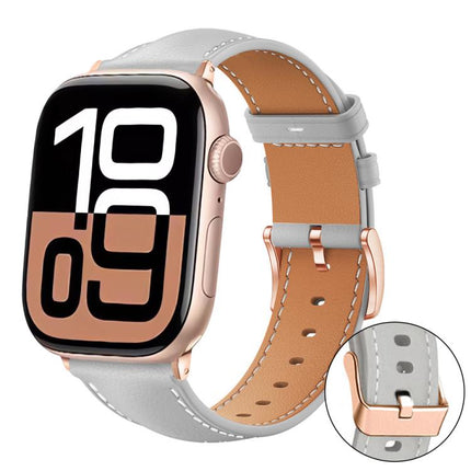 xDfind Rose Gold Buckle Black Shark Fine Grain Vegan Leather Watch Band, For Apple Watch 42 / 44 / 45 / 46 / 49mm, For Apple Watch 38 / 40 / 41 / S11 42mm