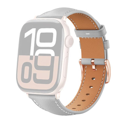 xDfind Rose Gold Buckle Black Shark Fine Grain Vegan Leather Watch Band, For Apple Watch 42 / 44 / 45 / 46 / 49mm, For Apple Watch 38 / 40 / 41 / S11 42mm