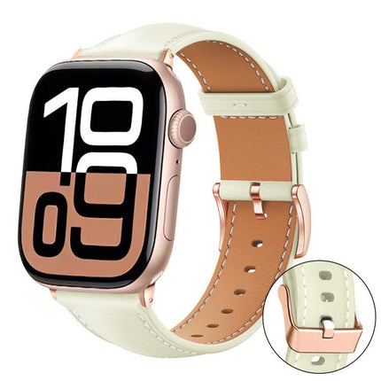 xDfind Rose Gold Buckle Black Shark Fine Grain Vegan Leather Watch Band, For Apple Watch 42 / 44 / 45 / 46 / 49mm, For Apple Watch 38 / 40 / 41 / S11 42mm