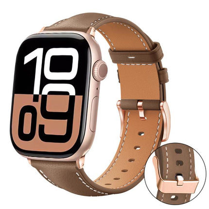 xDfind Rose Gold Buckle Black Shark Fine Grain Vegan Leather Watch Band, For Apple Watch 42 / 44 / 45 / 46 / 49mm, For Apple Watch 38 / 40 / 41 / S11 42mm