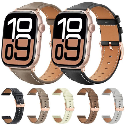 xDfind Rose Gold Buckle Black Shark Fine Grain Vegan Leather Watch Band, For Apple Watch 42 / 44 / 45 / 46 / 49mm, For Apple Watch 38 / 40 / 41 / S11 42mm