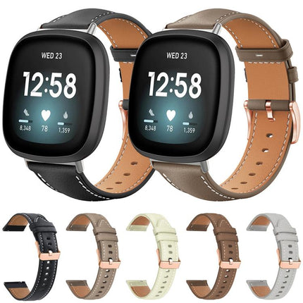 xDfind Rose Gold Buckle Black Shark Fine Grain Vegan Leather Watch Band, For Fitbit Charge 6 / 5, For Fitbit Versa 4 / 3 / Sense2 / 1, For Fitbit Versa 2/Versa/Versa Lite/Blaze, For Fitbit Charge 4 / 3