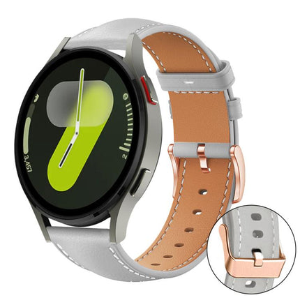 xDfind Rose Gold Buckle Black Shark Fine Grain Vegan Leather Watch Band, For Samsung Galaxy Watch7 / FE / 6 / 5 / 4, For Samsung Galaxy Fit3