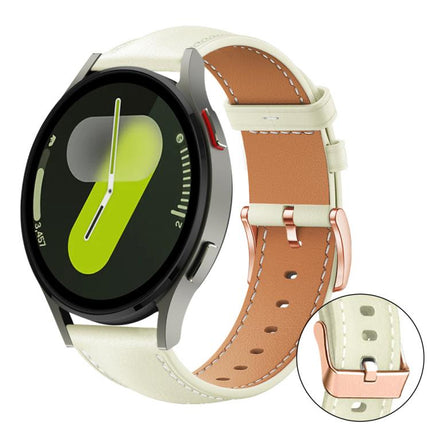 xDfind Rose Gold Buckle Black Shark Fine Grain Vegan Leather Watch Band, For Samsung Galaxy Watch7 / FE / 6 / 5 / 4, For Samsung Galaxy Fit3