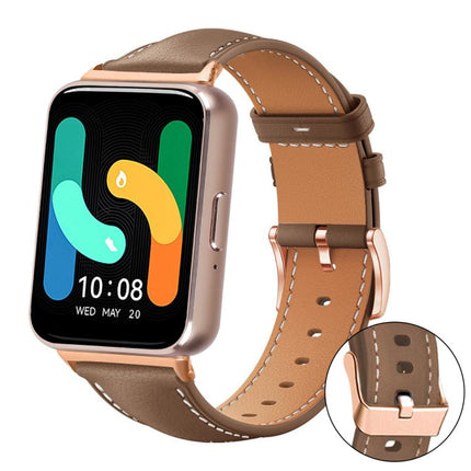 xDfind Rose Gold Buckle Black Shark Fine Grain Vegan Leather Watch Band, For Samsung Galaxy Watch7 / FE / 6 / 5 / 4, For Samsung Galaxy Fit3