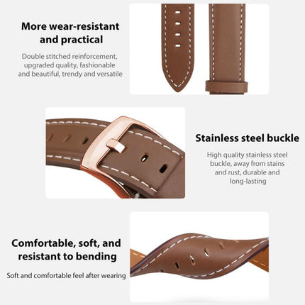 xDfind Rose Gold Buckle Black Shark Fine Grain Vegan Leather Watch Band, For Samsung Galaxy Watch7 / FE / 6 / 5 / 4, For Samsung Galaxy Fit3