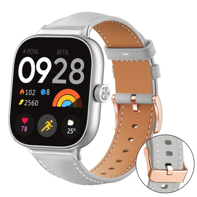 xDfind Rose Gold Buckle Black Shark Fine Grain Vegan Leather Watch Band, For Xiaomi Band 10 Pro / 9 Pro / Redmi Watch 6, For Redmi Watch 3 Active / Watch 3 Lite, For Redmi Watch 3