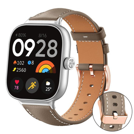 xDfind Rose Gold Buckle Black Shark Fine Grain Vegan Leather Watch Band, For Xiaomi Band 10 Pro / 9 Pro / Redmi Watch 6, For Redmi Watch 3 Active / Watch 3 Lite, For Redmi Watch 3