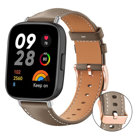 xDfind Rose Gold Buckle Black Shark Fine Grain Vegan Leather Watch Band, For Xiaomi Band 10 Pro / 9 Pro / Redmi Watch 6, For Redmi Watch 3 Active / Watch 3 Lite, For Redmi Watch 3