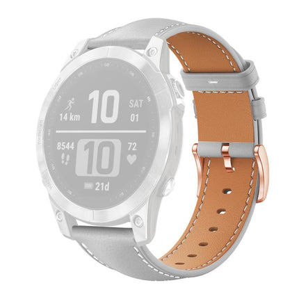 xDfind Rose Gold Buckle Black Shark Fine Grain Vegan Leather Watch Band, For Garmin Fenix 8/7/6/5 22mm, For Garmin Fenix 8/7S/6S/5S 20mm, For Garmin Forerunner 45 / 45S / Swim 2, For Garmin Forerunner 220/735/735XT/230/235