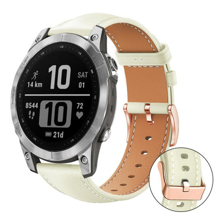 xDfind Rose Gold Buckle Black Shark Fine Grain Vegan Leather Watch Band, For Garmin Fenix 8/7/6/5 22mm, For Garmin Fenix 8/7S/6S/5S 20mm, For Garmin Forerunner 45 / 45S / Swim 2, For Garmin Forerunner 220/735/735XT/230/235