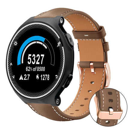 xDfind Rose Gold Buckle Black Shark Fine Grain Vegan Leather Watch Band, For Garmin Fenix 8/7/6/5 22mm, For Garmin Fenix 8/7S/6S/5S 20mm, For Garmin Forerunner 45 / 45S / Swim 2, For Garmin Forerunner 220/735/735XT/230/235