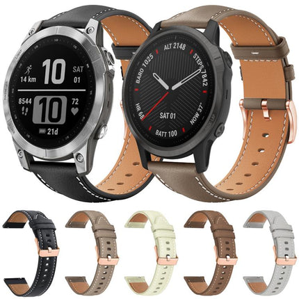 xDfind Rose Gold Buckle Black Shark Fine Grain Vegan Leather Watch Band, For Garmin Forerunner 35/30/35j