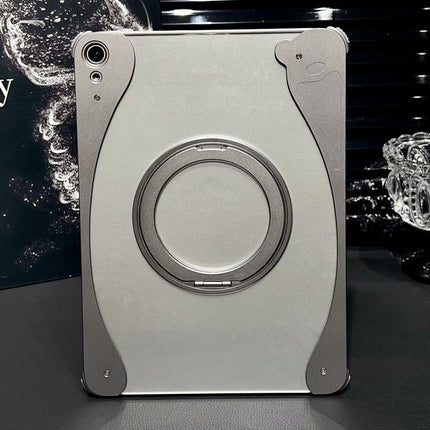 White Glazed Clear Acrylic Hybrid Metal Tablet Case with Holder, For iPad Air 13 2026 / 2025 / 2024, For iPad Air 11 2026 / 2025 / 2024, For iPad Pro 13 2025 / 2024, For iPad Pro 11 2025 / 2024, For iPad 2025 / 2022