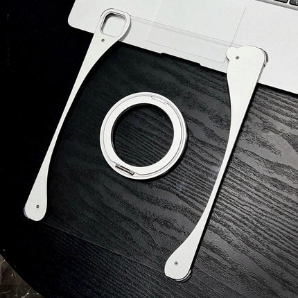 White Glazed Clear Acrylic Hybrid Metal Tablet Case with Holder, For iPad Air 13 2026 / 2025 / 2024, For iPad Air 11 2026 / 2025 / 2024, For iPad Pro 13 2025 / 2024, For iPad Pro 11 2025 / 2024, For iPad 2025 / 2022