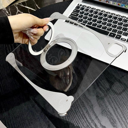White Glazed Clear Acrylic Hybrid Metal Tablet Case with Holder, For iPad Air 13 2026 / 2025 / 2024, For iPad Air 11 2026 / 2025 / 2024, For iPad Pro 13 2025 / 2024, For iPad Pro 11 2025 / 2024, For iPad 2025 / 2022