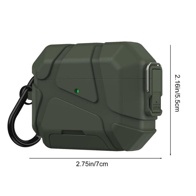 XDcase Football-style Security Lock TPU Earbud Case with Hook & Holder, For AirPods Pro 3, For AirPods 4, For AirPods Pro 2 / 1