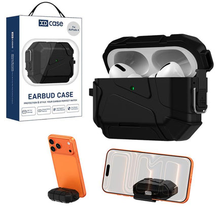 XDcase Football-style Security Lock TPU Earbud Case with Hook & Holder, For AirPods Pro 3, For AirPods 4, For AirPods Pro 2 / 1