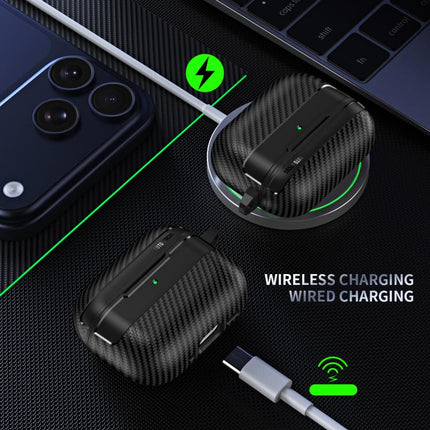 XDcase Carbon Fiber Texture Earbud Case with Hook, For AirPods Pro 3, For AirPods 4