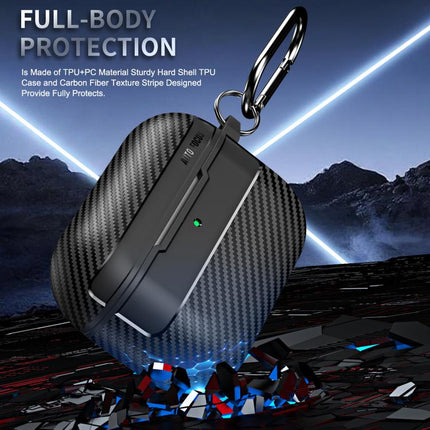 XDcase Carbon Fiber Texture Earbud Case with Hook, For AirPods Pro 3, For AirPods 4