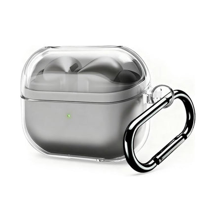 XDcase Transparent TPU Earbud Case with Silver Hook, For Samsung Galaxy Buds3 / 3 Pro / 3 FE