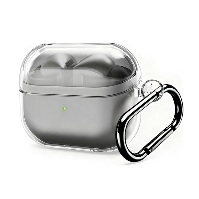 XDcase Transparent TPU Earbud Case with Silver Hook, For Samsung Galaxy Buds3 / 3 Pro / 3 FE
