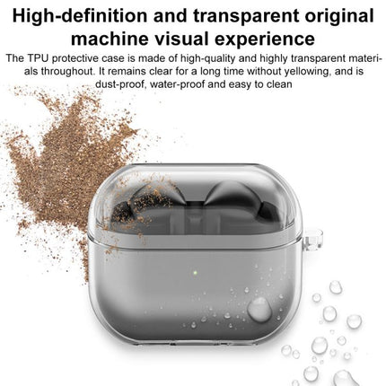 XDcase Transparent TPU Earbud Case with Silver Hook, For Samsung Galaxy Buds3 / 3 Pro / 3 FE