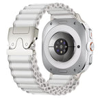For Galaxy Watch9 / 8 / 8 Classic / White + Silver Buckle