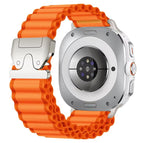 For Galaxy Watch9 / 8 / 8 Classic / Orange + Silver Buckle