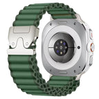 For Galaxy Watch9 / 8 / 8 Classic / Green + Silver Buckle