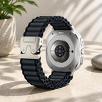 For Galaxy Watch9 / 8 / 8 Classic / Dark Grey + Silver Buckle