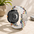 For Galaxy Watch9 / 8 / 8 Classic / White Rainbow+Silver Buckle