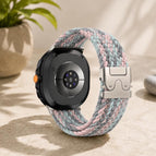 For Galaxy Watch9 / 8 / 8 Classic / Grey Blue Pink+Silver Buckle