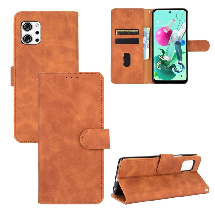 Solid Color Skin Feel Magnetic Buckle Horizontal Flip Calf Texture PU Leather Case with Holder & Card Slots & Wallet, For LG Q92 5G, For OPPO F17