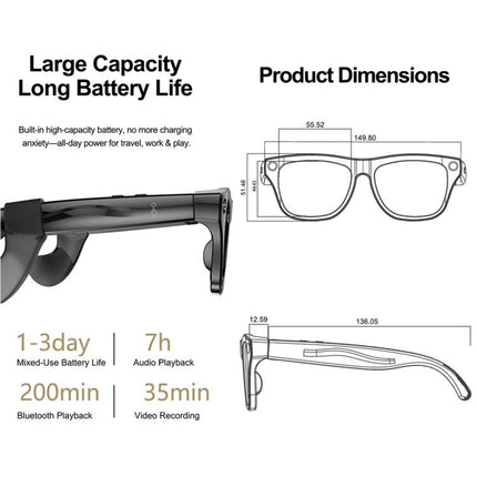 XK One Mac 8MP AI Smart Glasses with Voice & Touch Control