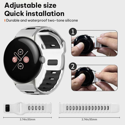 xDfind Flat-head Dual-color Silicone Watch Band, For Google Pixel Watch 4 / 3 45mm, For Google Pixel Watch 4 / 3 / 2 / 1 41mm