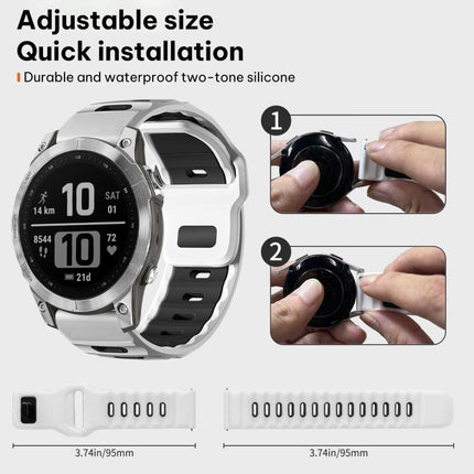 xDfind Flat-head Dual-color Silicone Watch Band, For Garmin Fenix 8/7/6/5 22mm