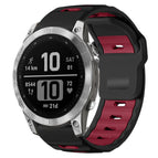 For Garmin Fenix 8/7/6/5 22mm / Black+Wine Red