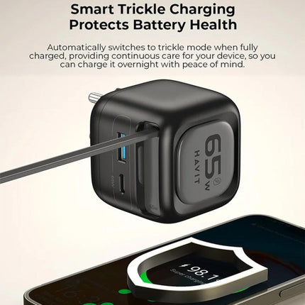 Havit UC252 65W 3 in 1 GaN Travel Charger with Type-C Retractable Cable, UC252(EU Plug), UC252(US Plug)