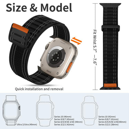 xDfind Nylon Loop Woven Hook and Loop Fastener Watch Band, For Apple Watch 42 / 44 / 45 / 46 / 49mm, For Apple Watch 38 / 40 / 41 / S11 42mm