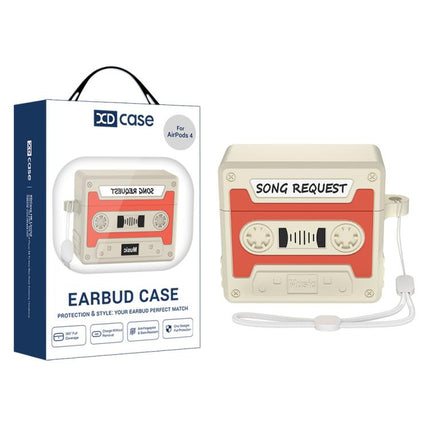 XDcase Retro Cassette Style Silicone Earbuds Case, For AirPods Pro 3, For AirPods 4, For AirPods Pro 2