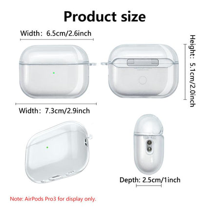 XDcase Transparent TPU Earbud Protective Case with Carabiner, For AirPods Pro 3, For AirPods 4, For AirPods Pro 2 / 1